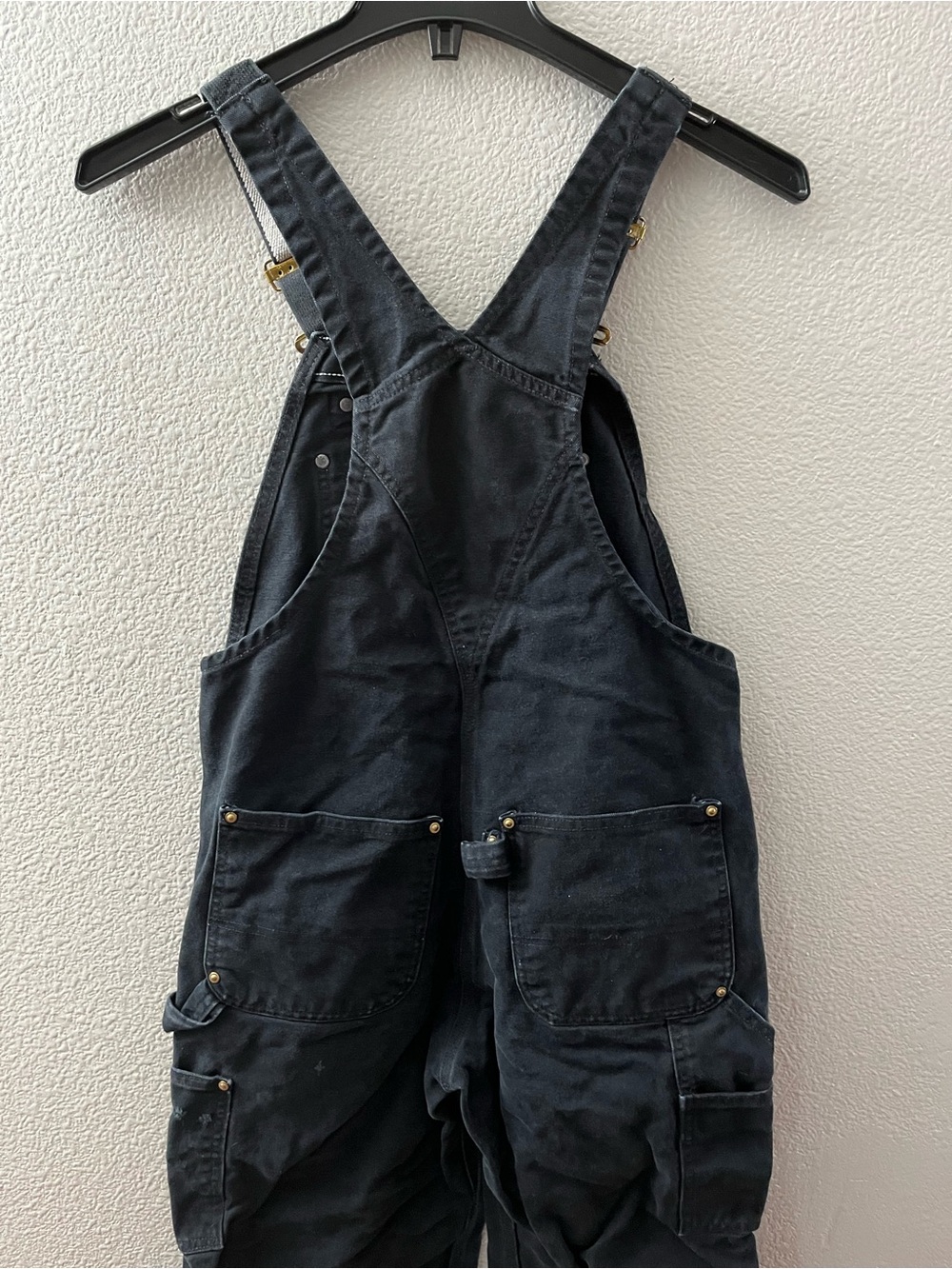Carhartt Vintage R01 Black Double Knee Bib Overalls Cotton 30/28 Men - Picture 6 of 13
